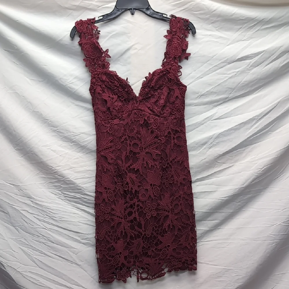 Lulu's Burgundy Floral Lace Mini Dress - Picture 3 of 10